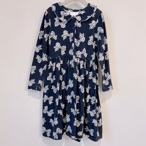 Rachel Riley Navy Blue and White Bow Dress